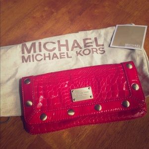 Michael Kors Red Pat. Croc shoulder Bag